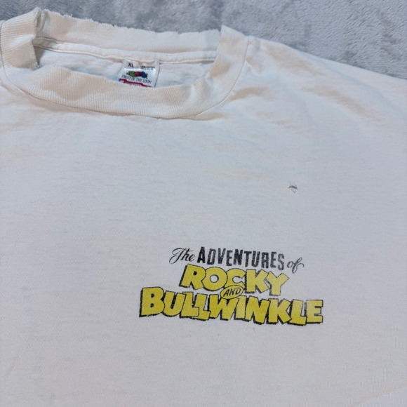Vintage Fruit of the Loom Rocky and Bullwinkle Graphic T Shirt XL White Classic - Picture 3 of 12